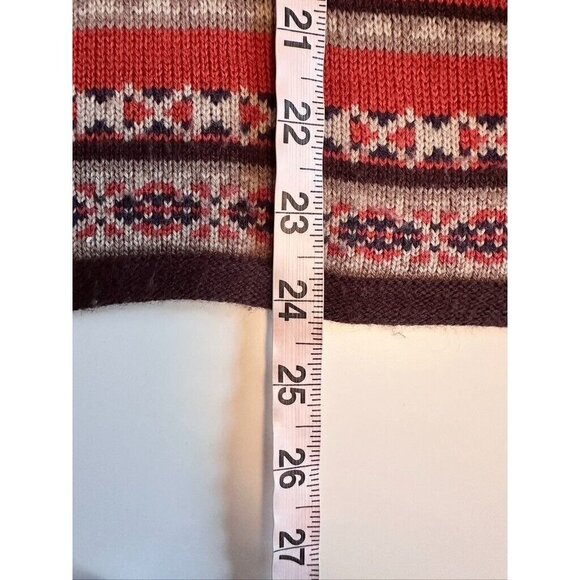 ELAN Open Front Cardigan Boho‎ Sweater Fair Isle Knit Long Sleeve Fringe Size S - Picture 8 of 10